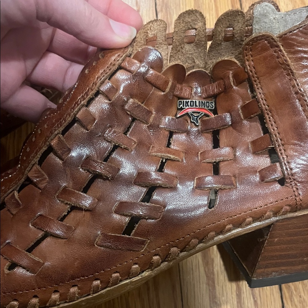 PIKOLINOS Brown Leather woven Ankle Booties - Picture 4 of 4